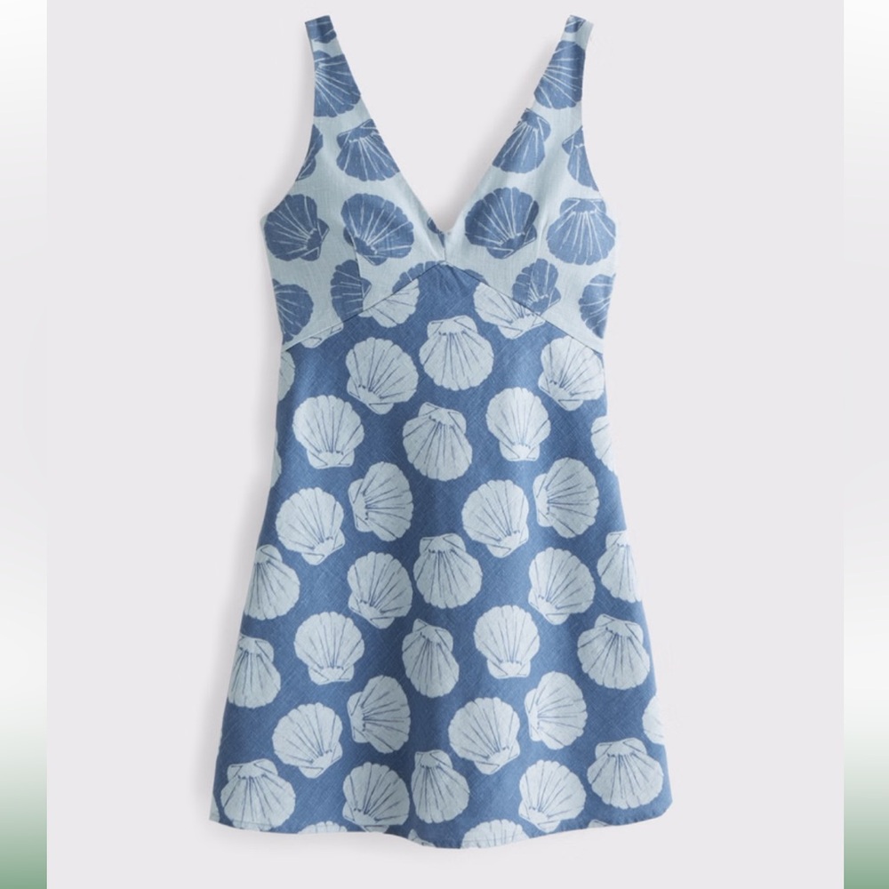 Abercrombie and Fitch v neck linen blend mini dress